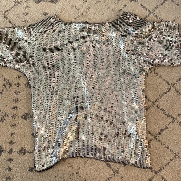 Vintage jean for Joseph Le Bon sequin beaded party top sz Small - Picture 5 of 6